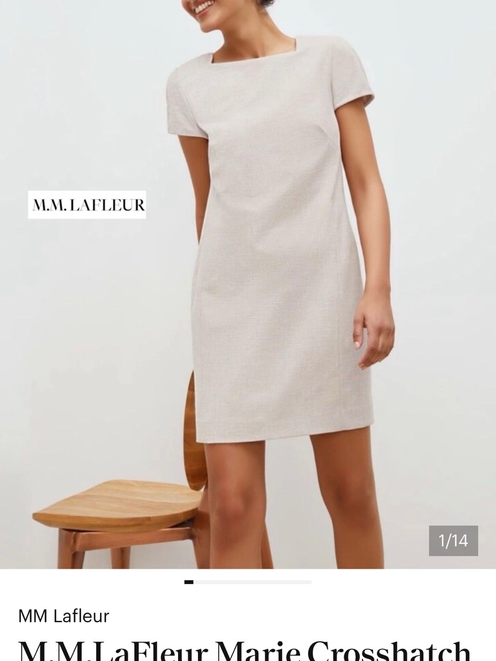 MM Lafleur Cream Shift Dress with Square Neckline